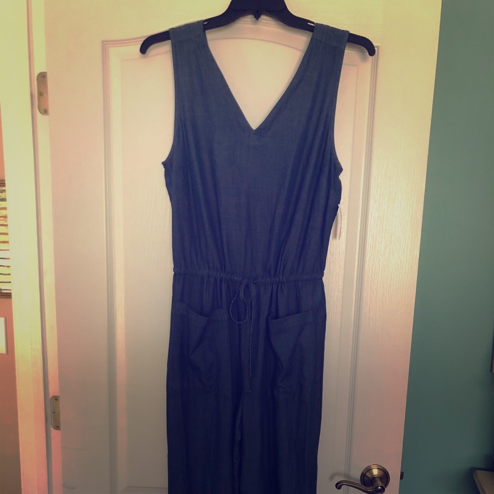 New Old Navy Denim Cropped Jumper Romper